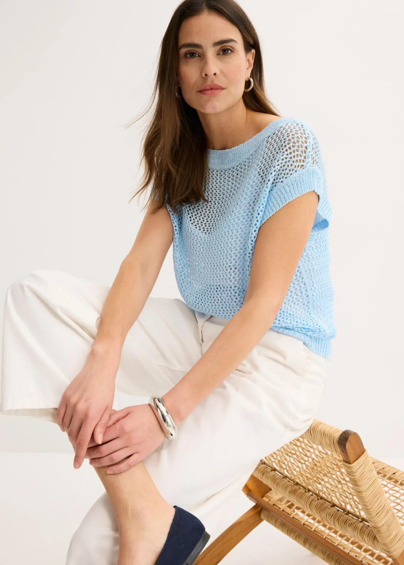 Jersey de ajour con hilo brillante