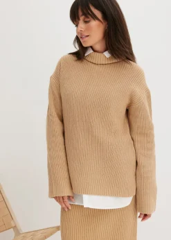 Jersey de algodón puro con cuello vuelto