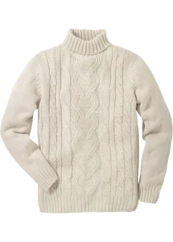 Jersey de cuello vuelto con patrón trenzado