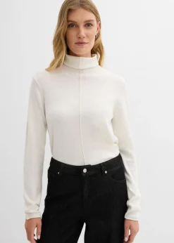 Jersey de mezcla de cachemir suave con cuello vuelto