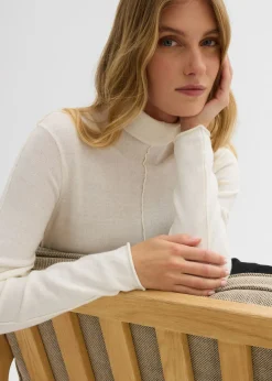 Jersey de mezcla de cachemir suave con cuello vuelto