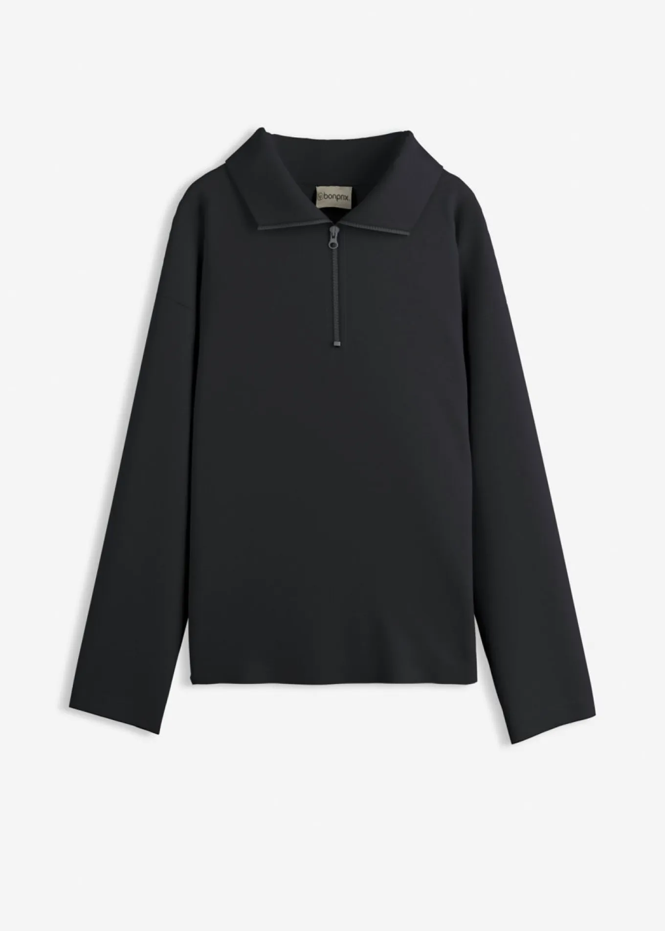 Jersey de mezcla de viscosa con cuello troyer