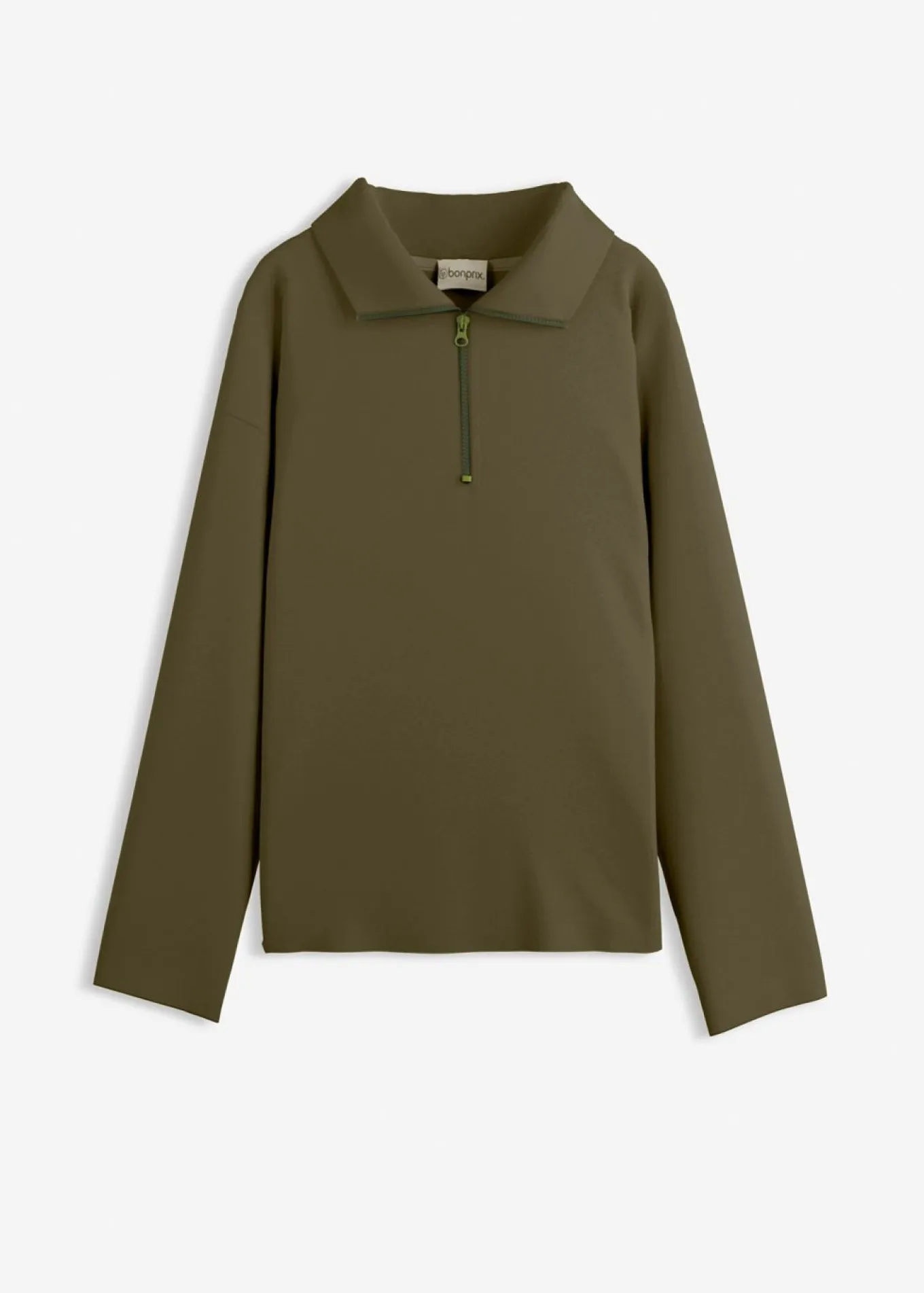 Jersey de mezcla de viscosa con cuello troyer