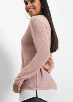 Jersey de punto fino con inserto de blusa