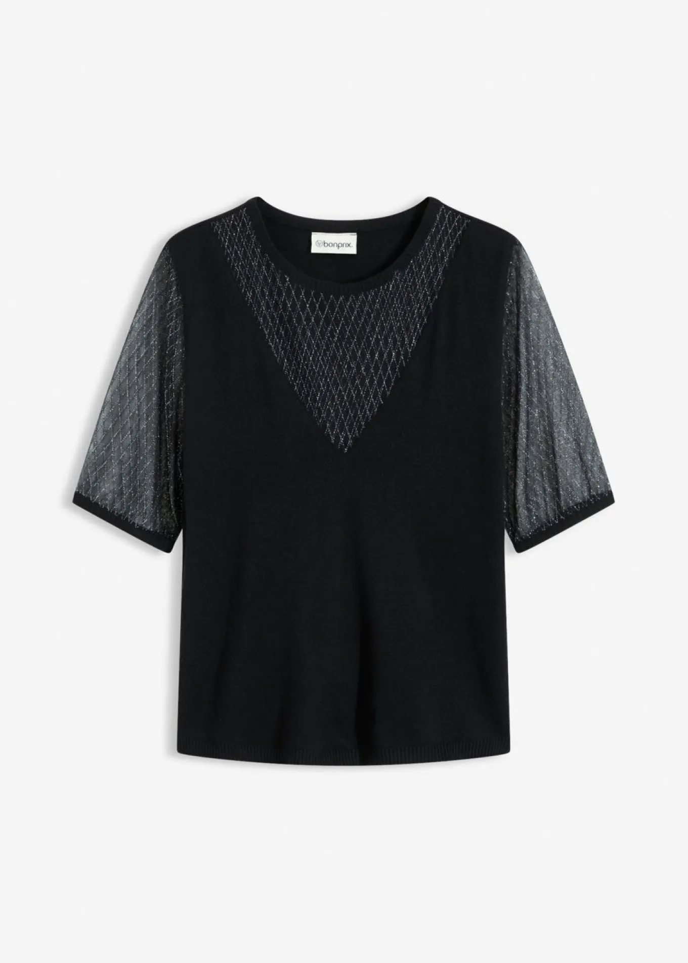 Jersey de punto fino con inserto de malla