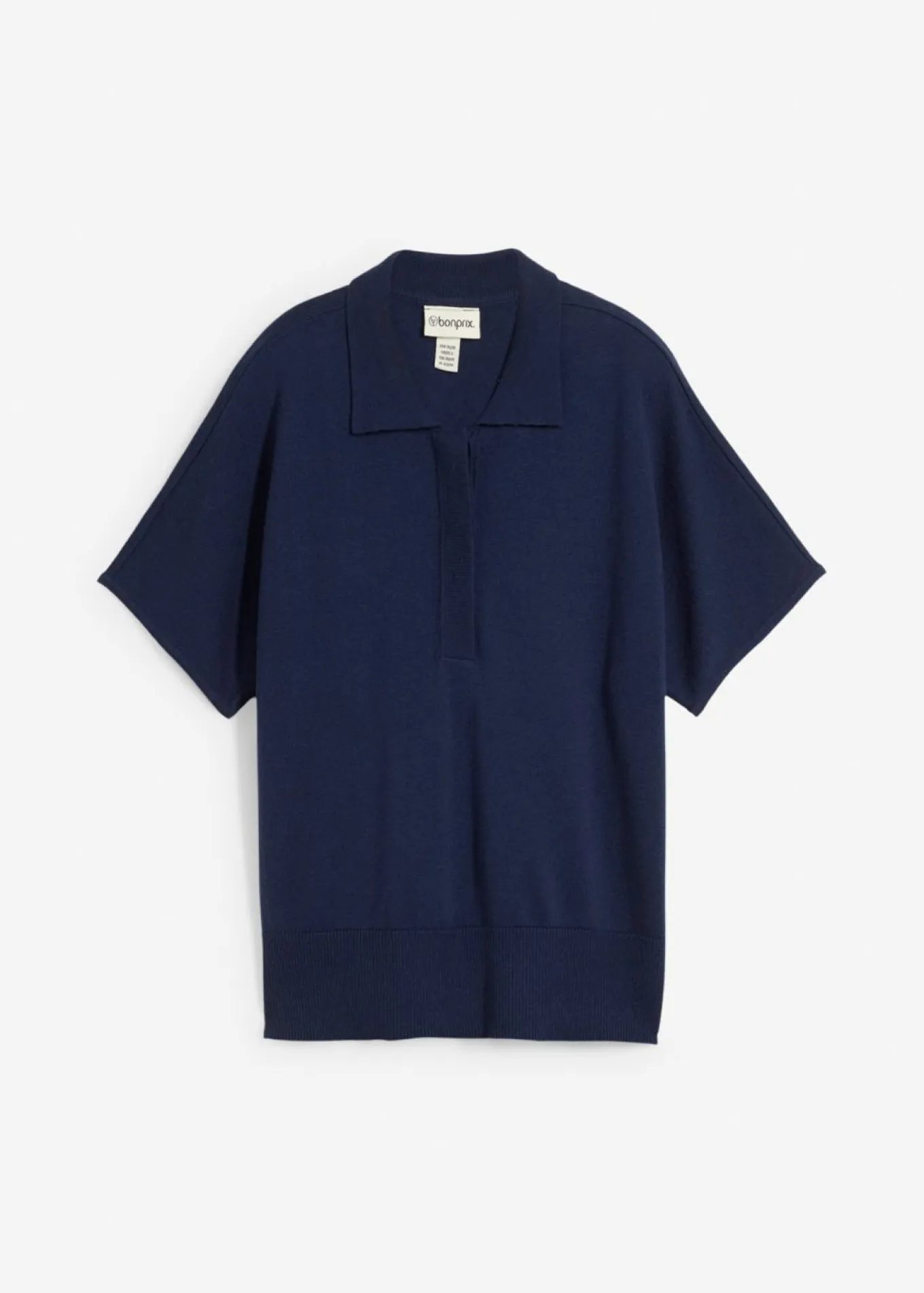 Jersey de punto fino con contenido de seda y cuello tipo polo