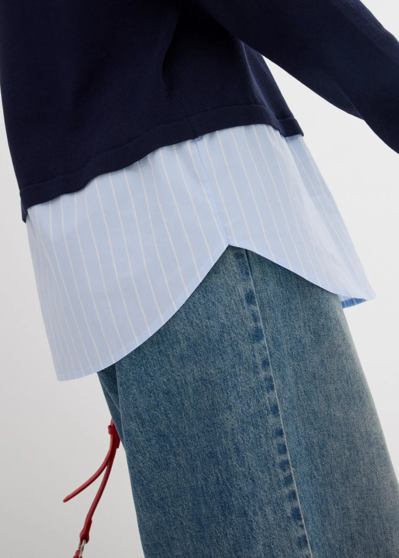 Jersey de punto fino con inserto de blusa