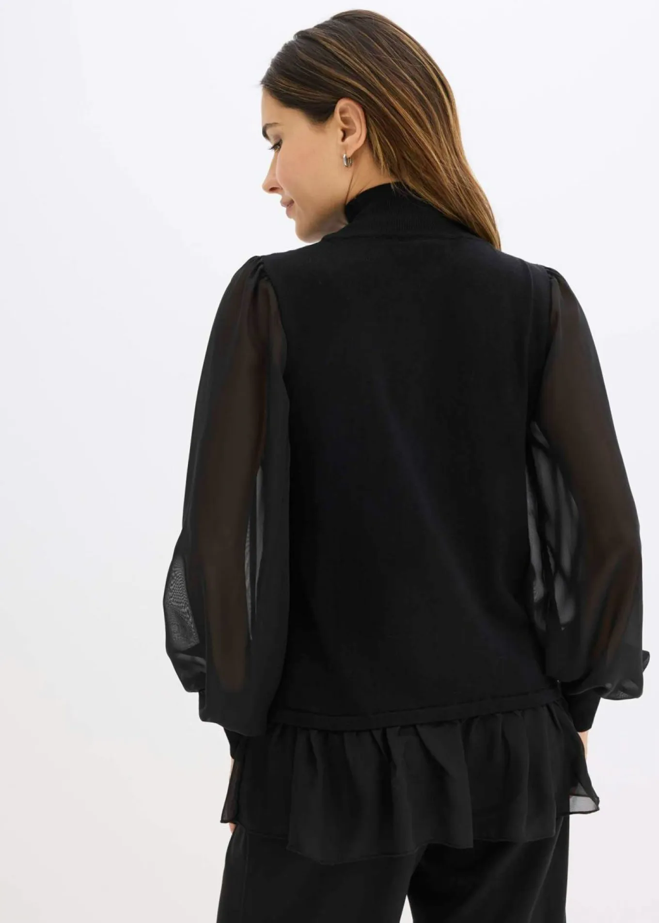 Jersey de punto fino con inserto de blusa