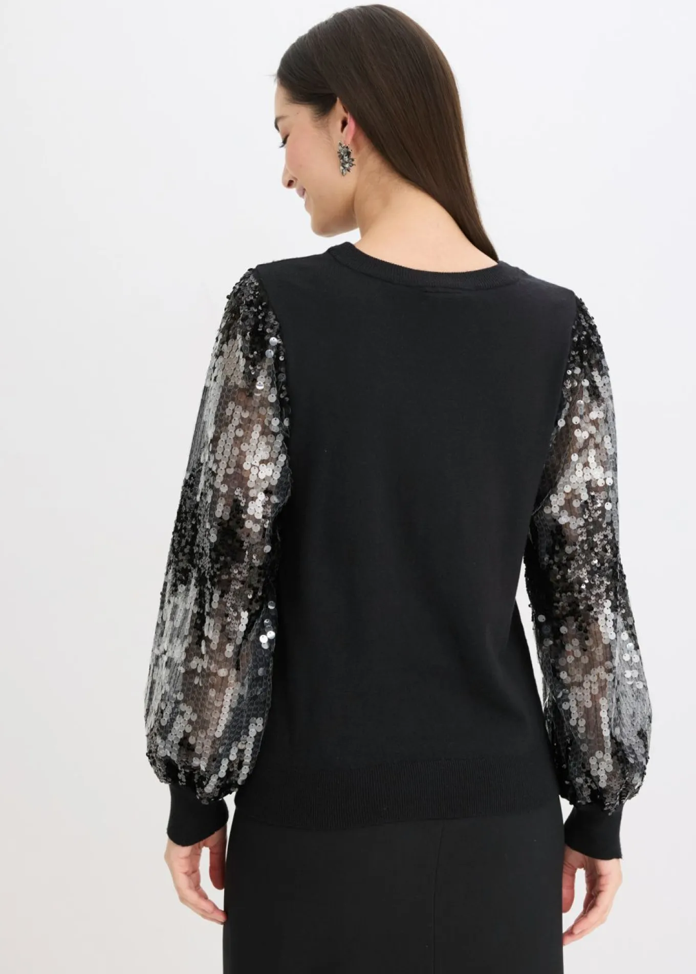Jersey de punto fino con mangas de lentejuelas