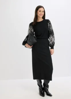 Jersey de punto fino con mangas de lentejuelas