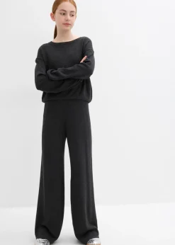 Jersey de punto fino y pantalón de punto de suave mezcla de viscosa (2 piezas)
