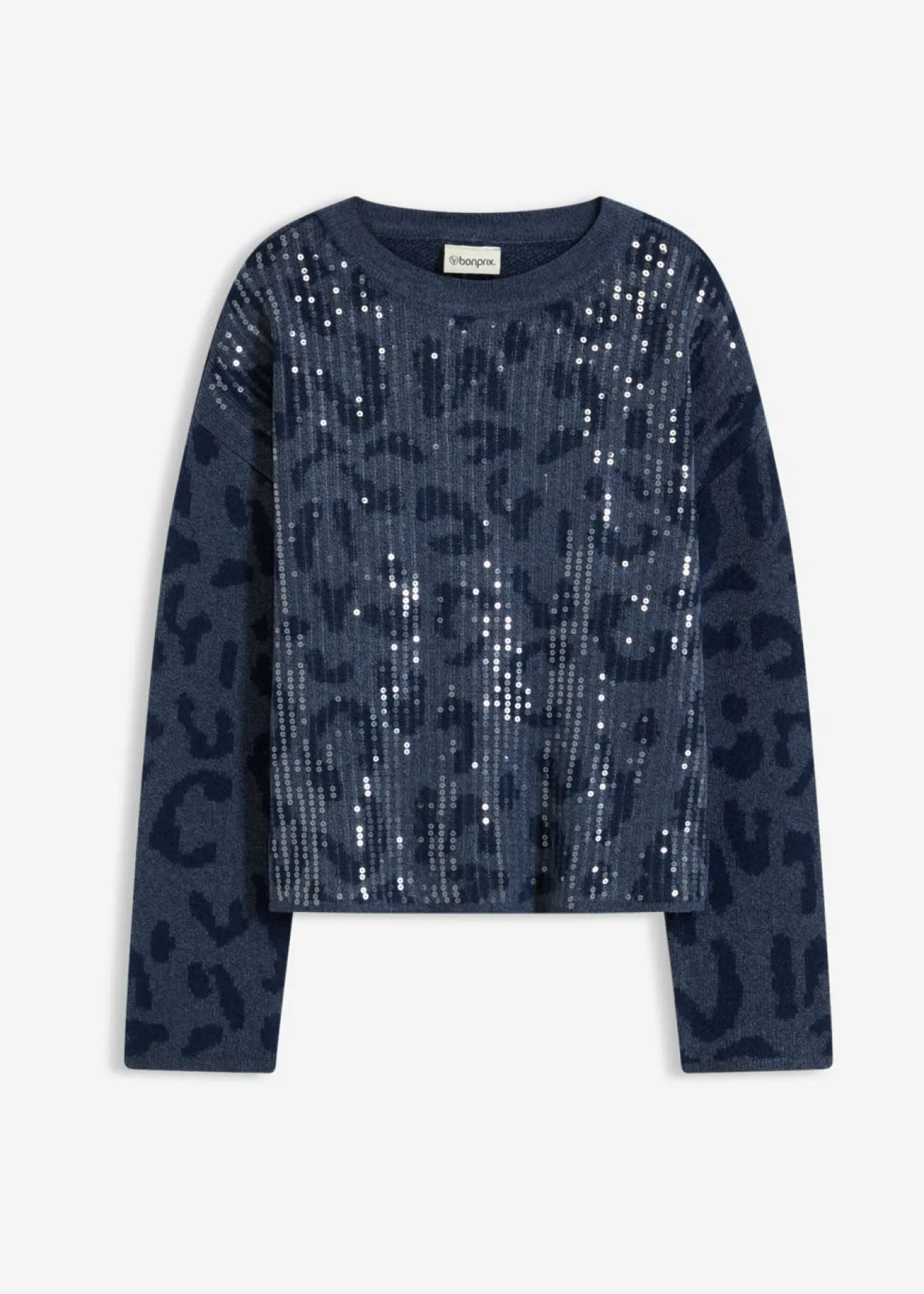 Jersey holgado de jacquard con lentejuelas