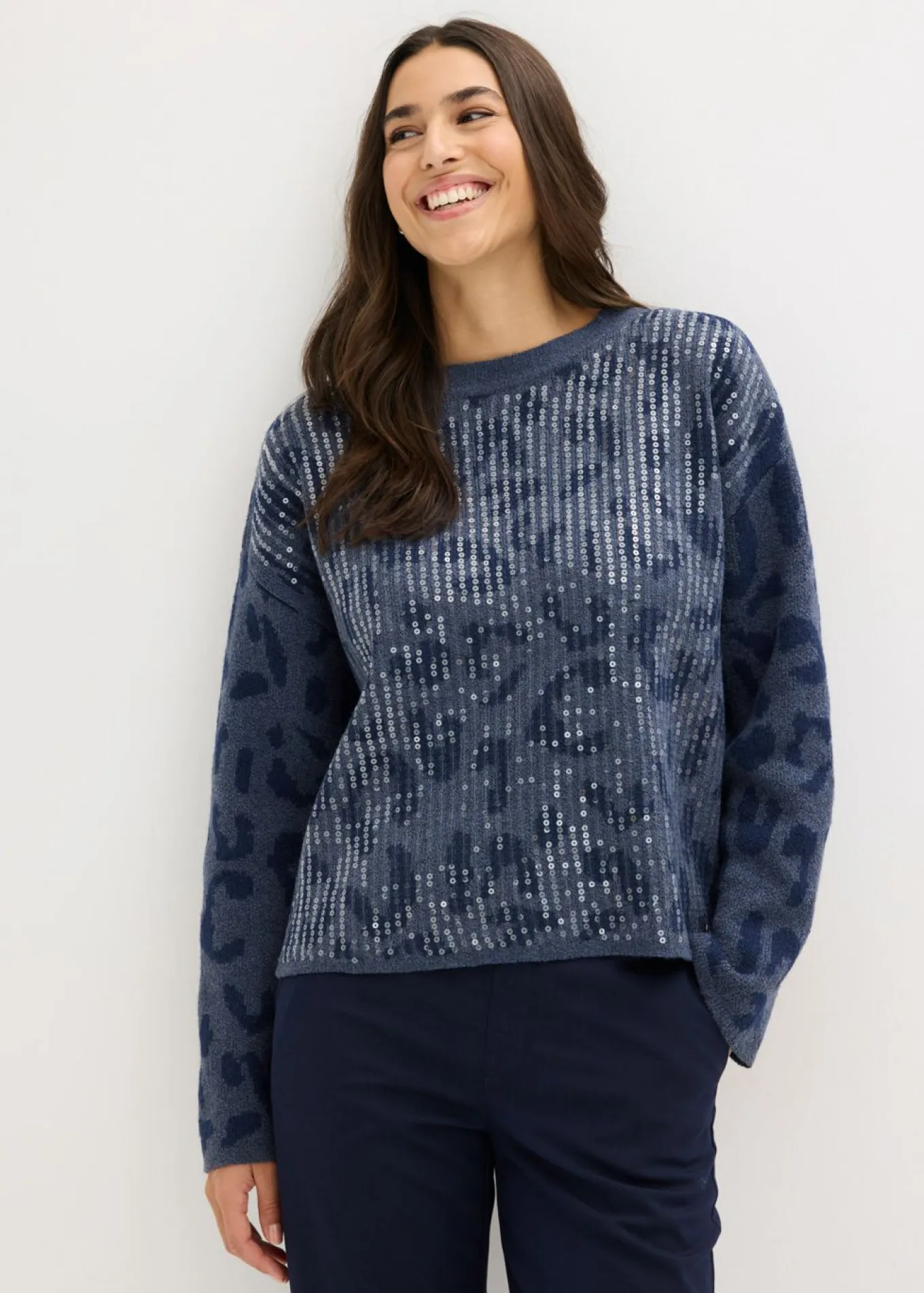 Jersey holgado de jacquard con lentejuelas