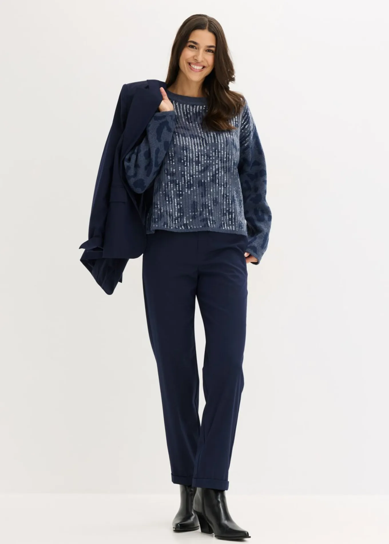 Jersey holgado de jacquard con lentejuelas