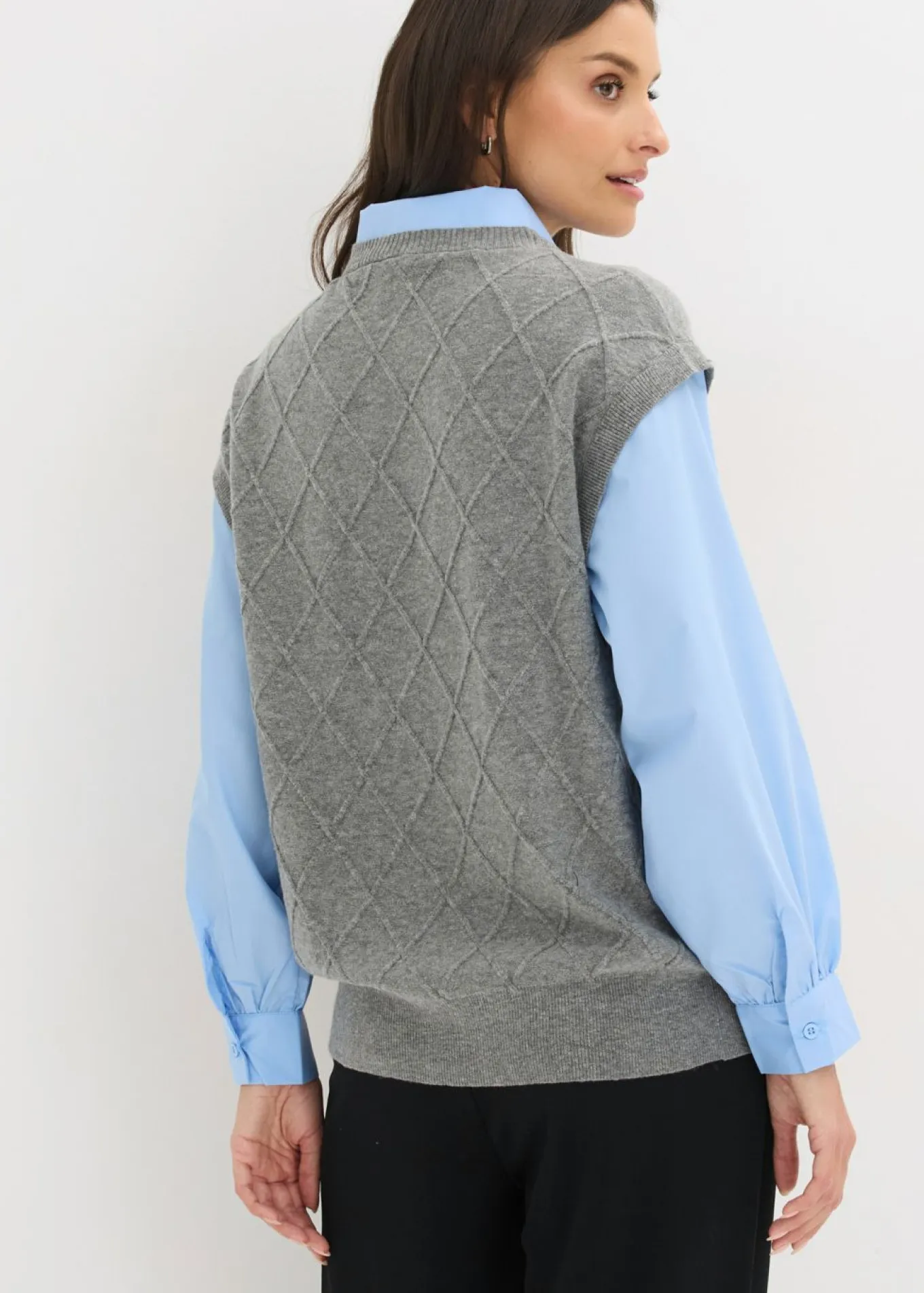 Jersey sin mangas con inserto de blusa y contenido de algodón