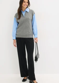 Jersey sin mangas con inserto de blusa y contenido de algodón