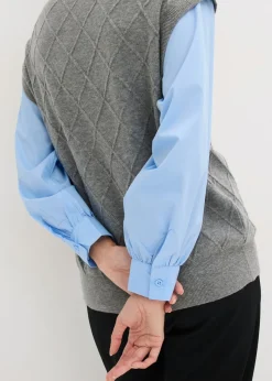 Jersey sin mangas con inserto de blusa y contenido de algodón