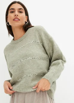 Jersey tipo boxy con lentejuelas