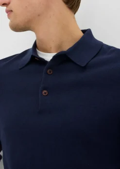 Jersey tipo polo de punto fino con lana merina de calidad con corte ajustado