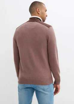 Jersey tipo troyer de punto grueso con ribete de malla
