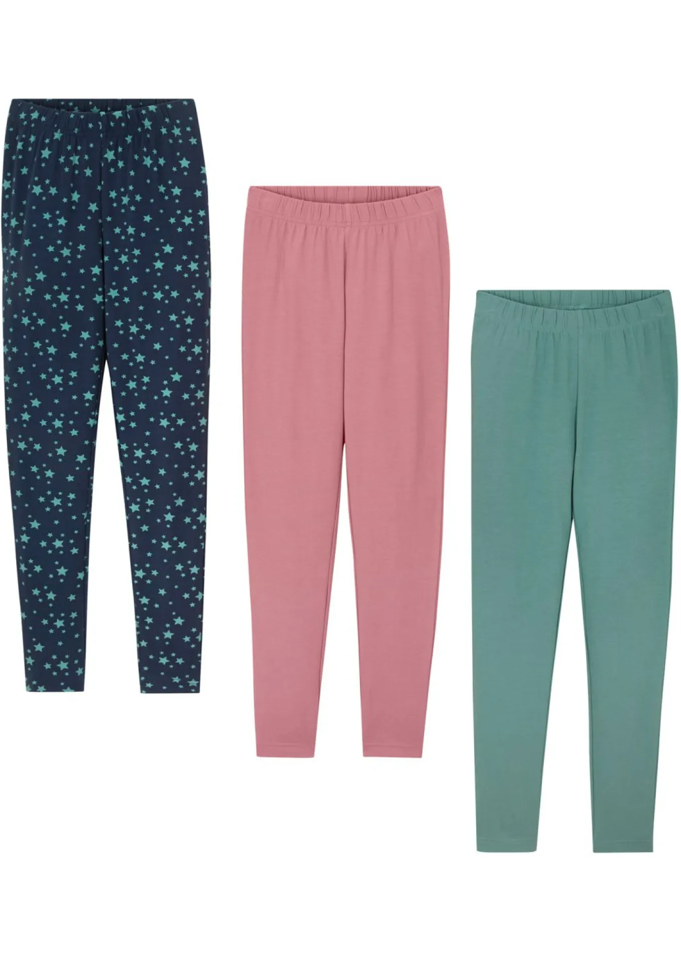 Leggings confeccionados con mezcla de algodón ecológico elástico (3 unidades)