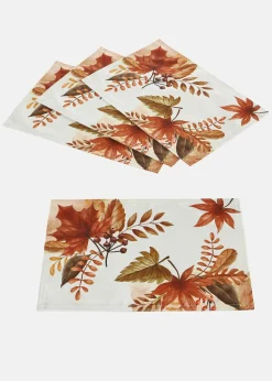 Manteles individuales con estampado de hojas (4 unidades)