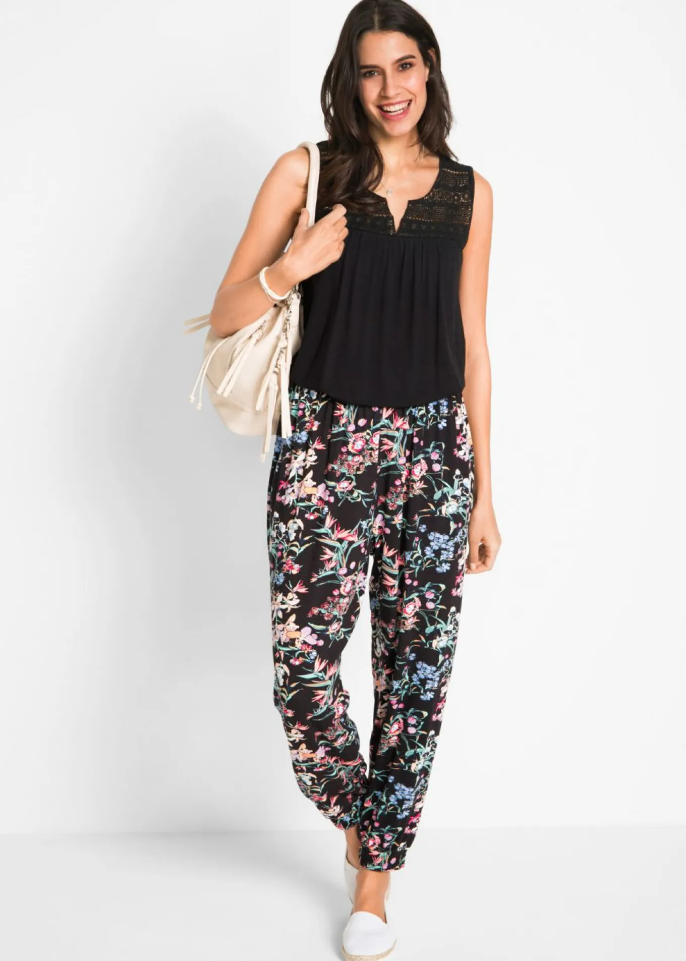 Pantalón bombacho de mezcla de viscosa