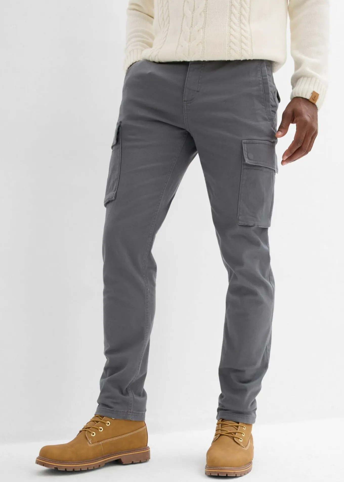 Pantalón cargo elástico, regular fit, con algodón puro, straight