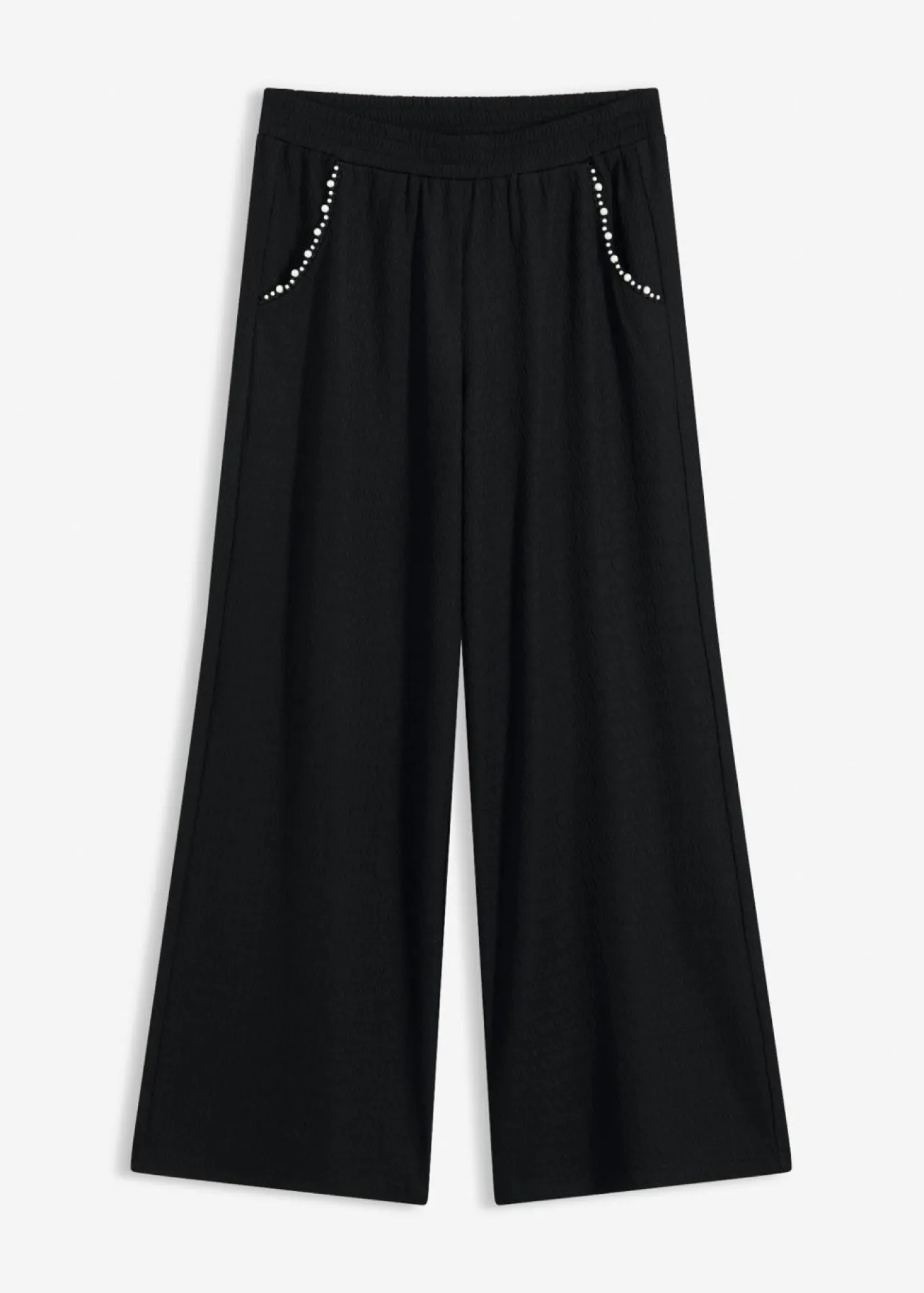 Pantalón con aplicaciones de perlas de punto estructurado