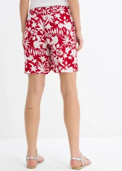 Pantalón corto ancho de viscosa con cómoda cinturilla alta