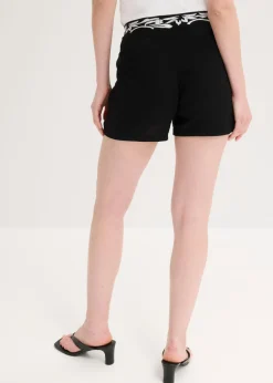 Pantalón corto con bordado de mezcla de viscosa suave