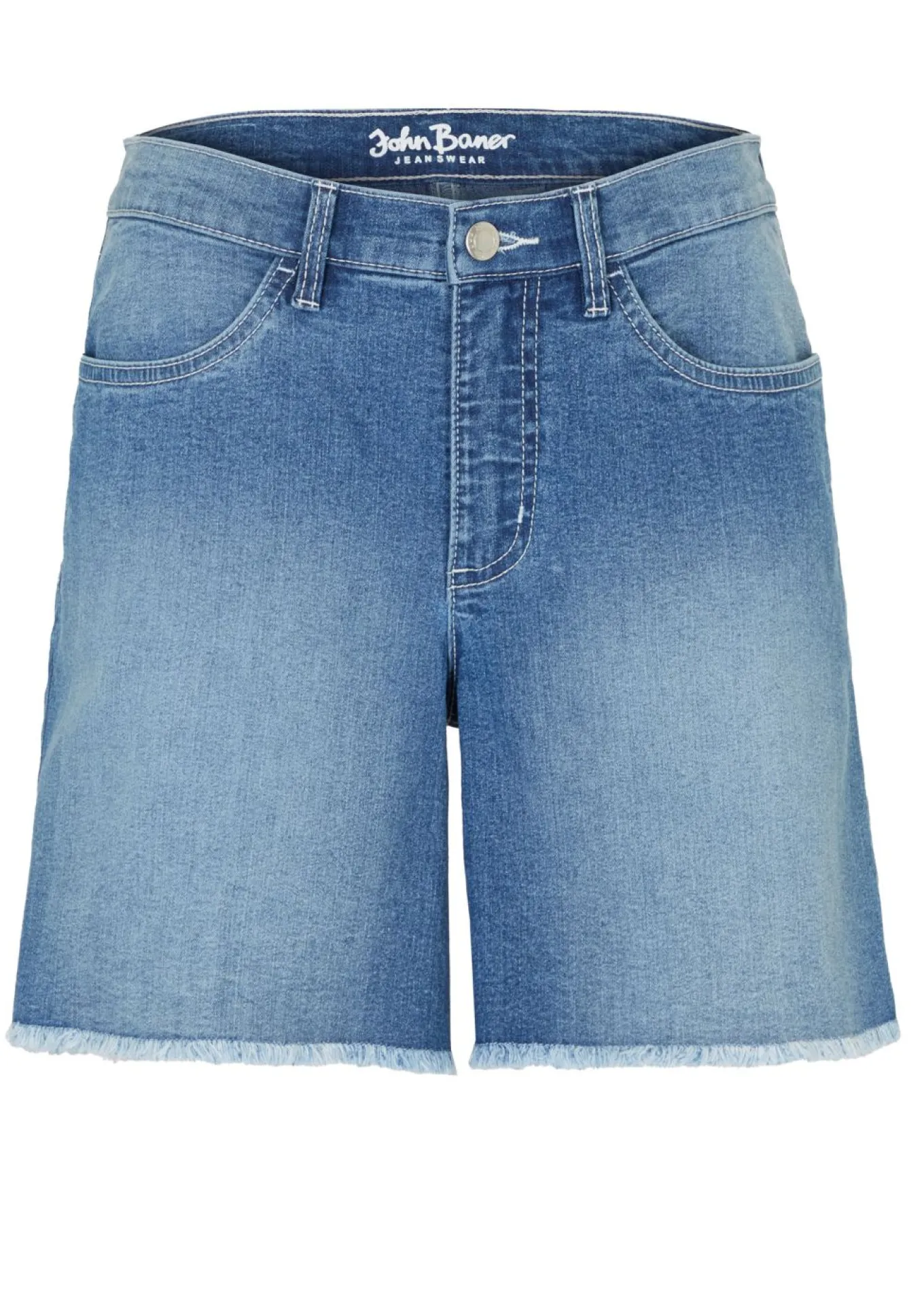 Pantalón corto vaquero con talle medio y tejido elástico