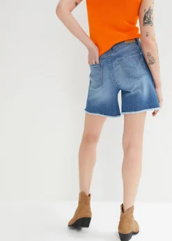 Pantalón corto vaquero con talle medio y tejido elástico