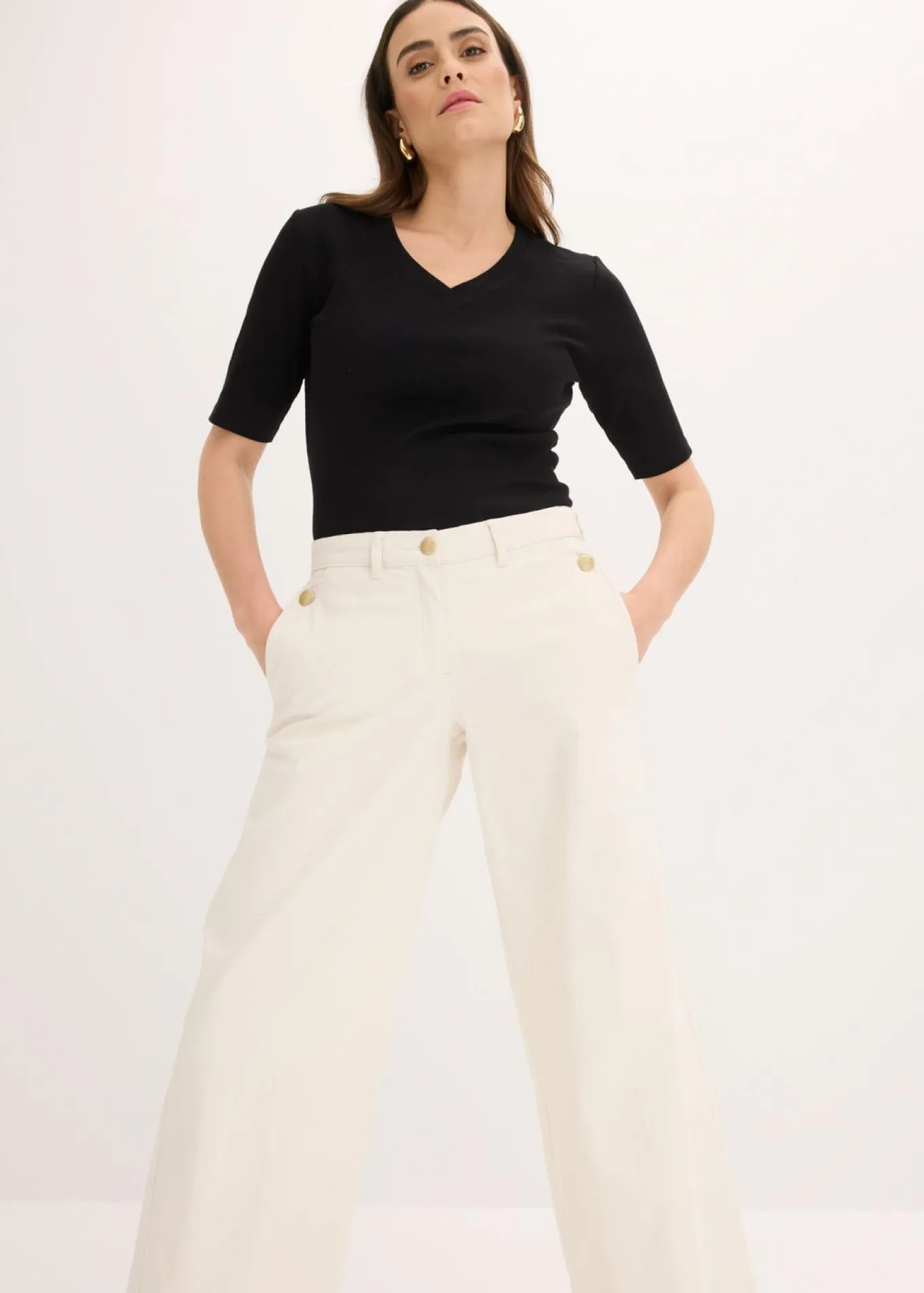 Pantalón de pernera ancha con elástico