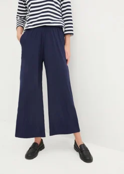 Pantalón de punto de mezcla de viscosa fluida, largo 7/8