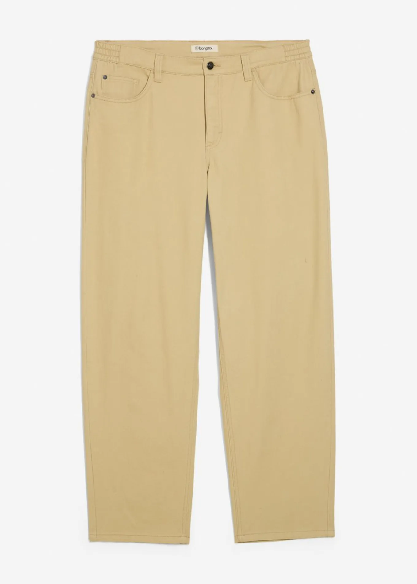 Pantalón de sarga con corte informal, cinturilla elástica y diseño recto