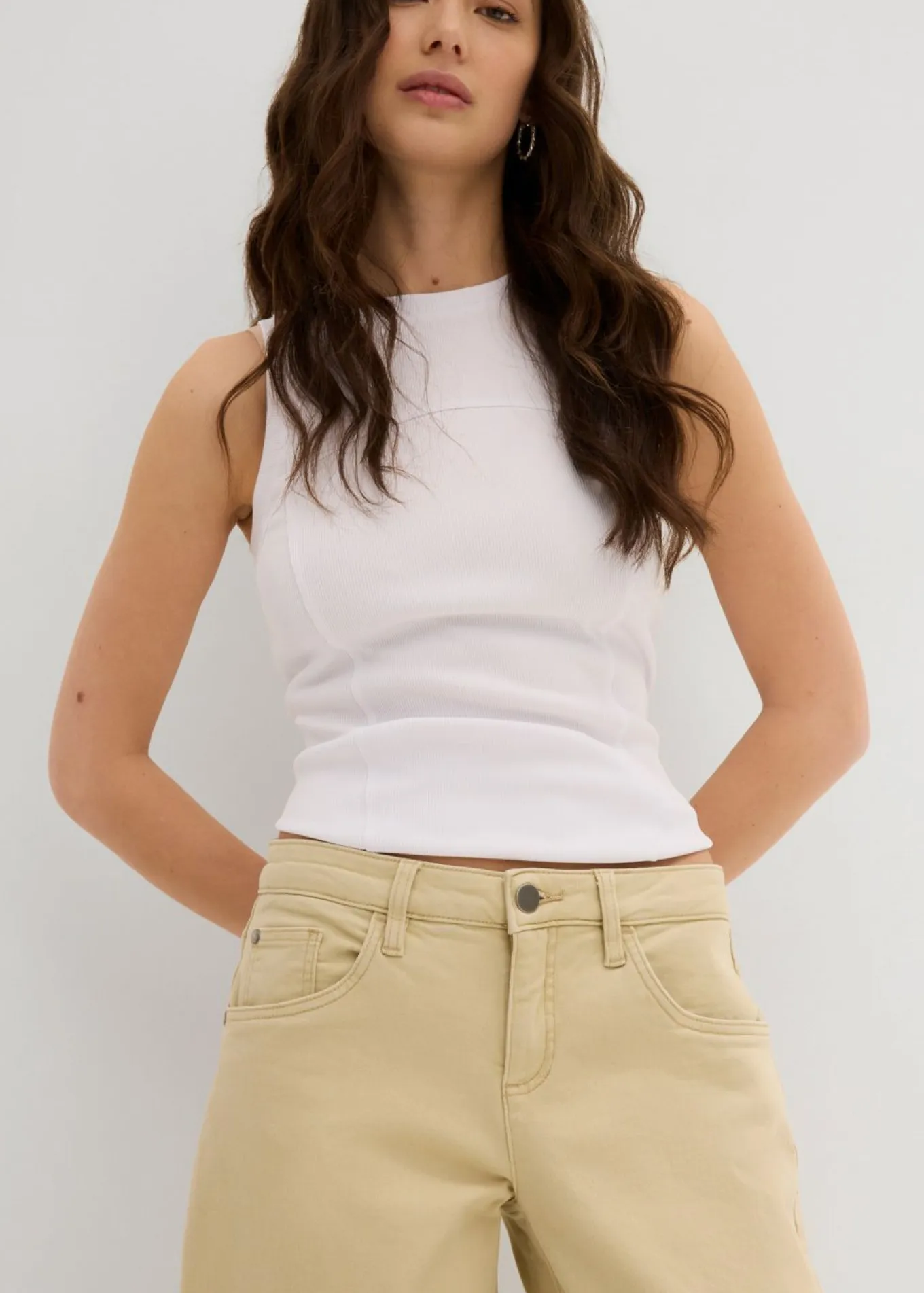 Pantalón de sarga en mezcla de algodón elástico
