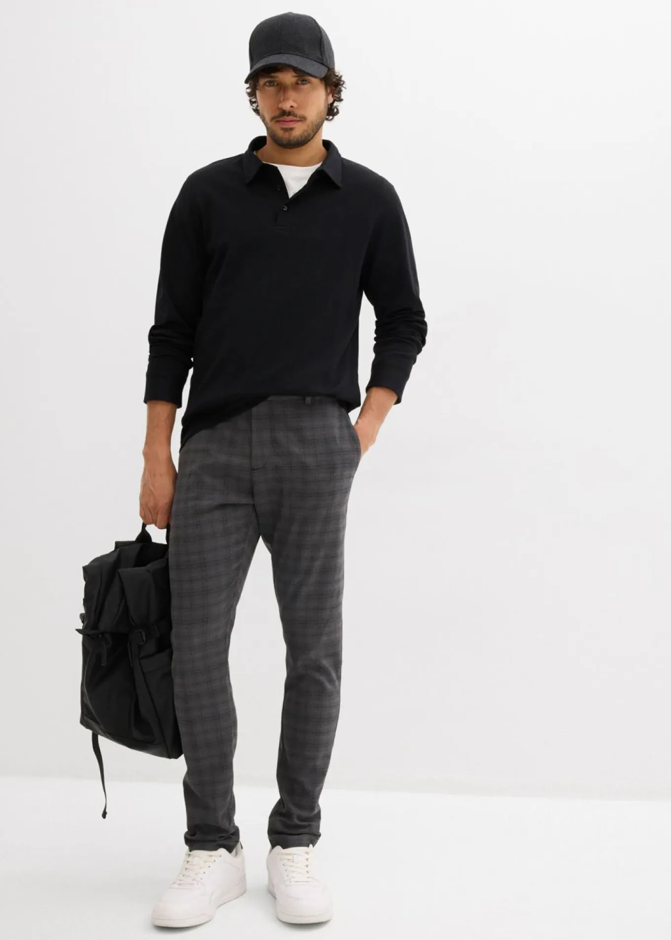 Pantalón de traje elástico, con cintura elástica, regular fit