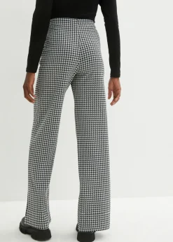 Pantalón elástico con pata de gallo, pernera ancha