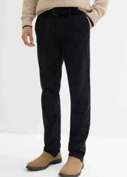Pantalón elástico tipo chinos con regular, cinturilla elástica, cinturón y forma recta