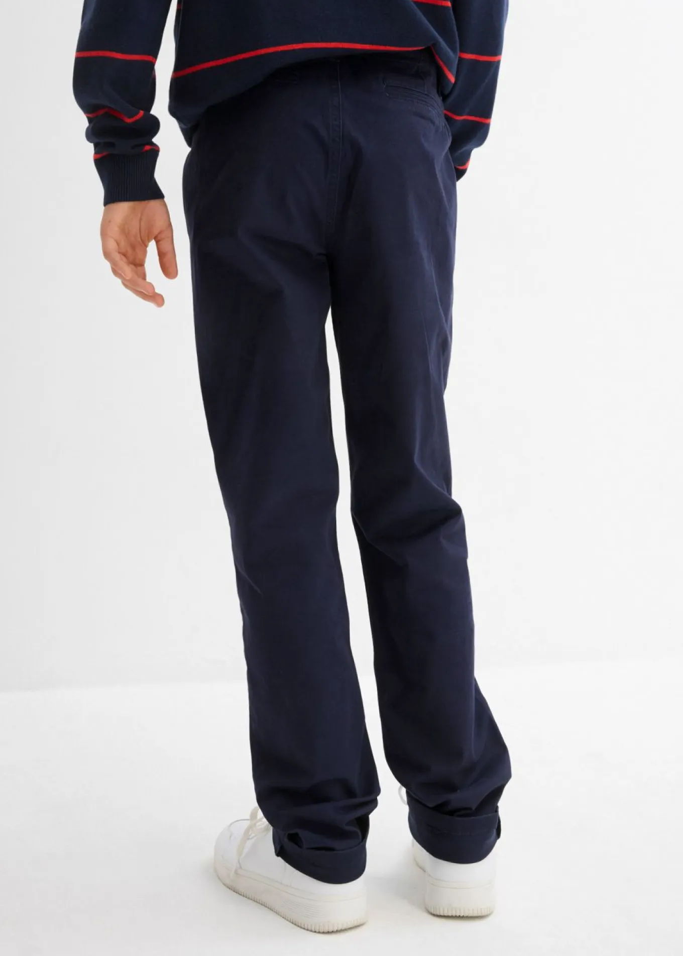 Pantalón elástico tipo chino con cintura ajustable y corte ajustado/recto