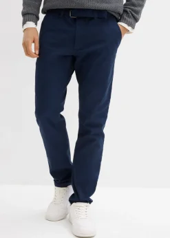 Pantalón elástico tipo chinos con regular, cinturilla elástica, cinturón y forma recta