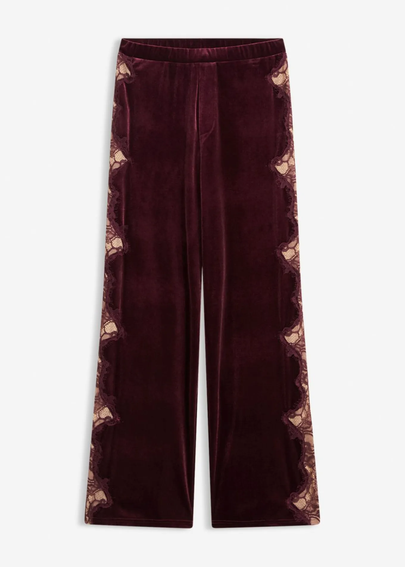 Pantalón Marlene de terciopelo suave con inserción de encaje