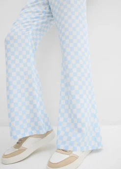 Pantalón Marlene de viscosa fluida con estampado de cuadros