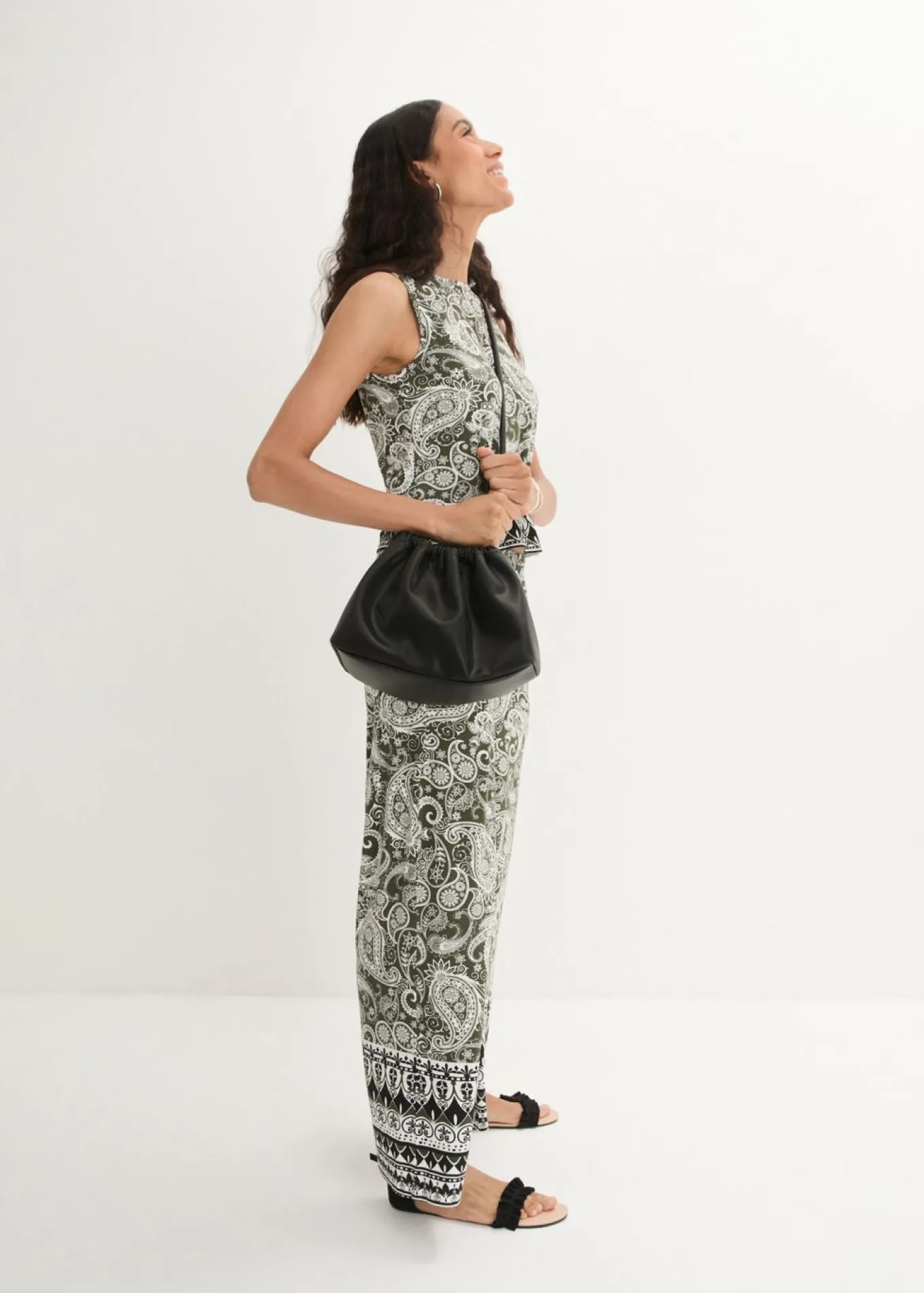 Pantalón palazzo de mezcla suave de viscosa