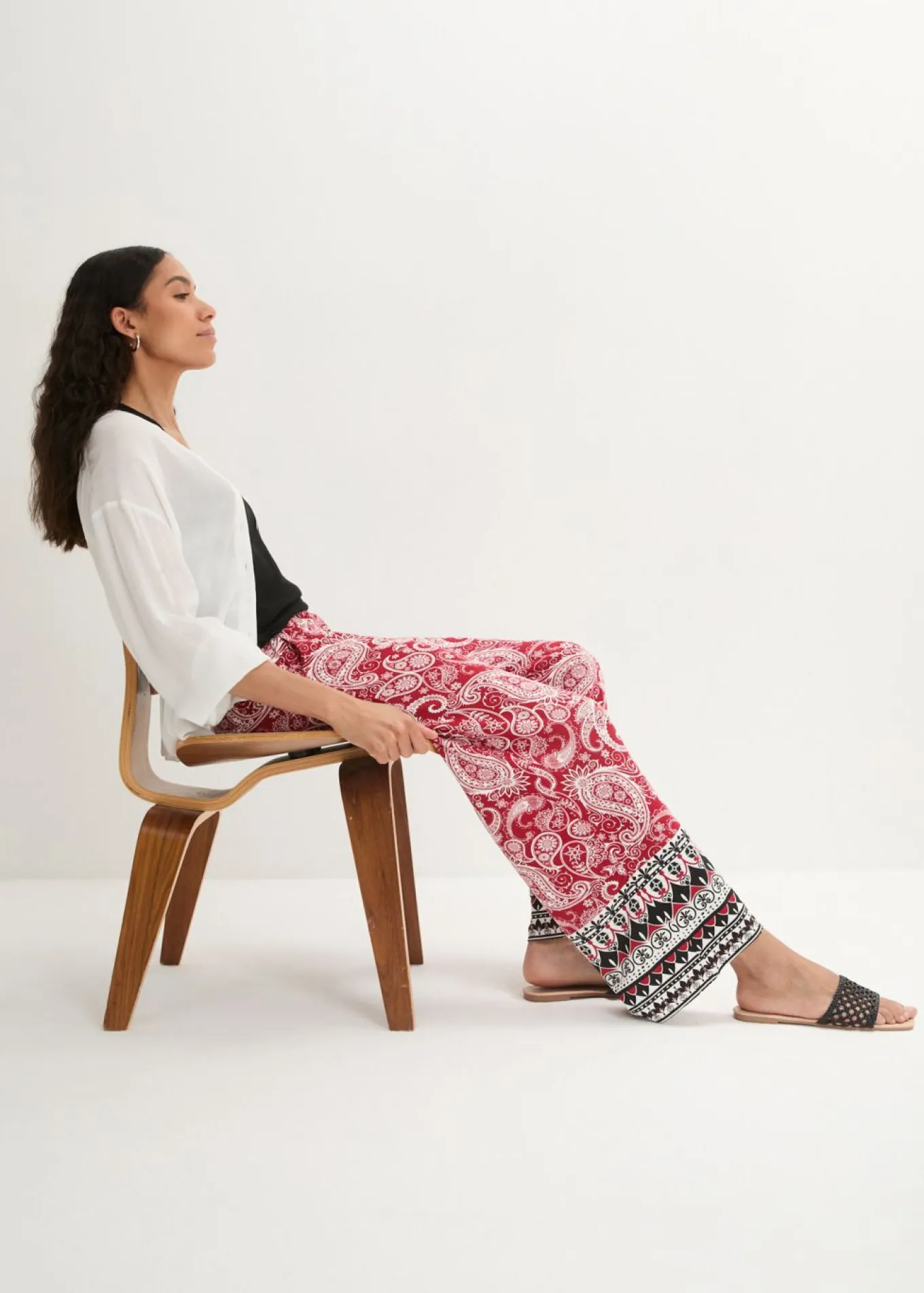 Pantalón palazzo de mezcla suave de viscosa