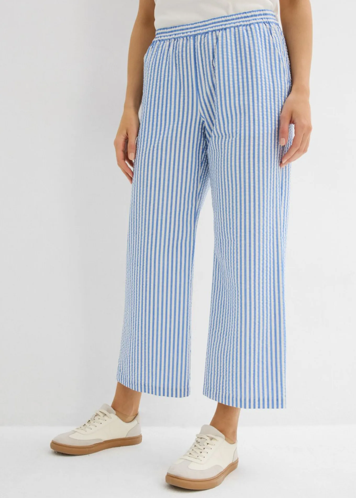 Pantalón palazzo estilo milrayas, largo 7/8