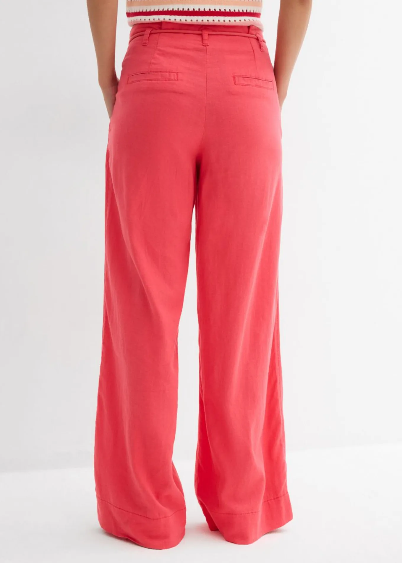 Pantalón paperbag de ligera mezcla de lino