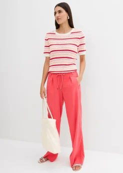 Pantalón paperbag de ligera mezcla de lino
