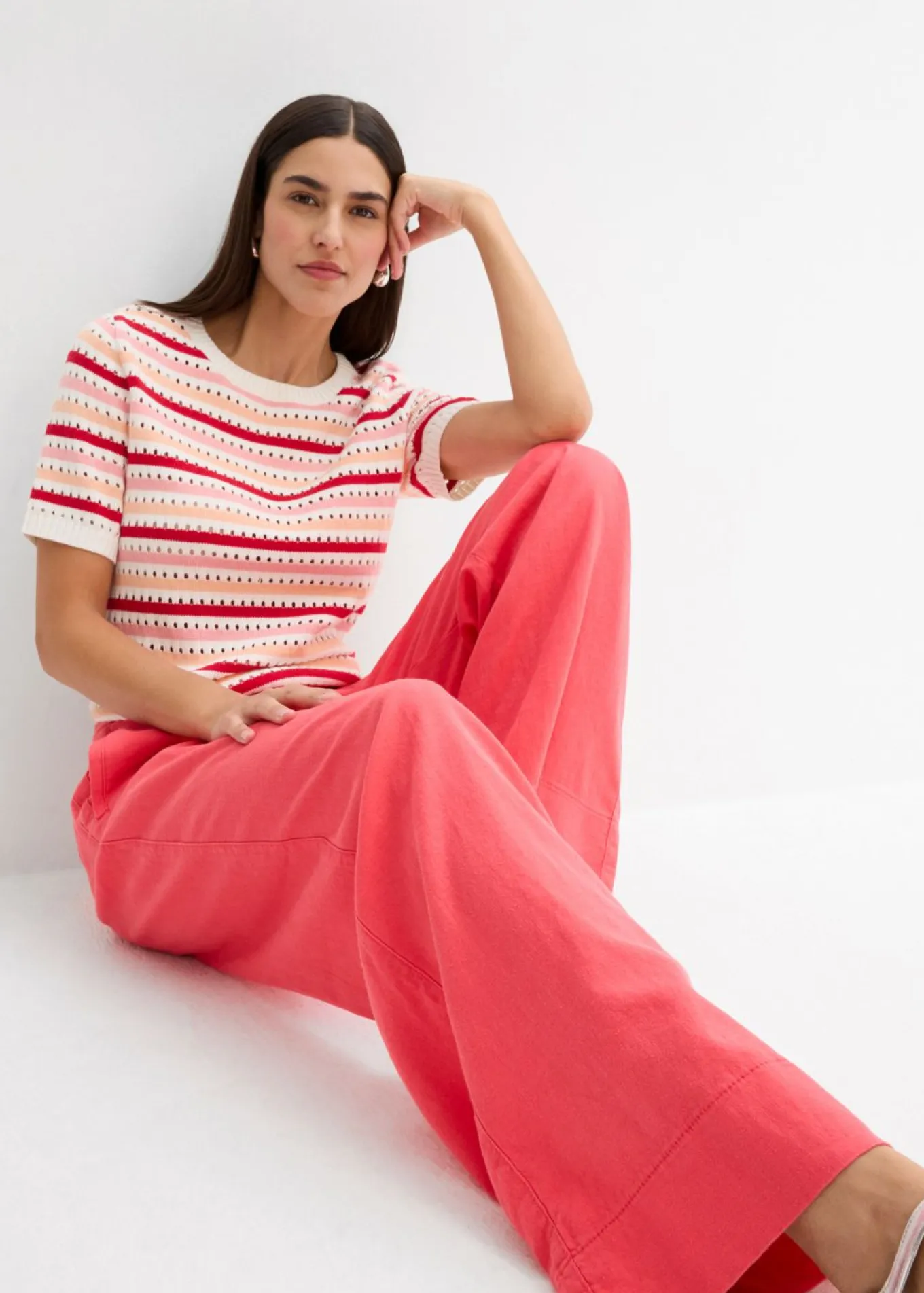 Pantalón paperbag de ligera mezcla de lino